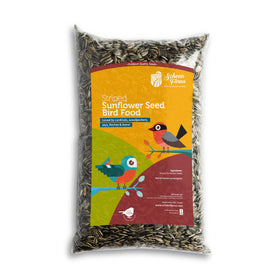 Schoen Farms striped sunflower seeds bag ready for backyard feeding.