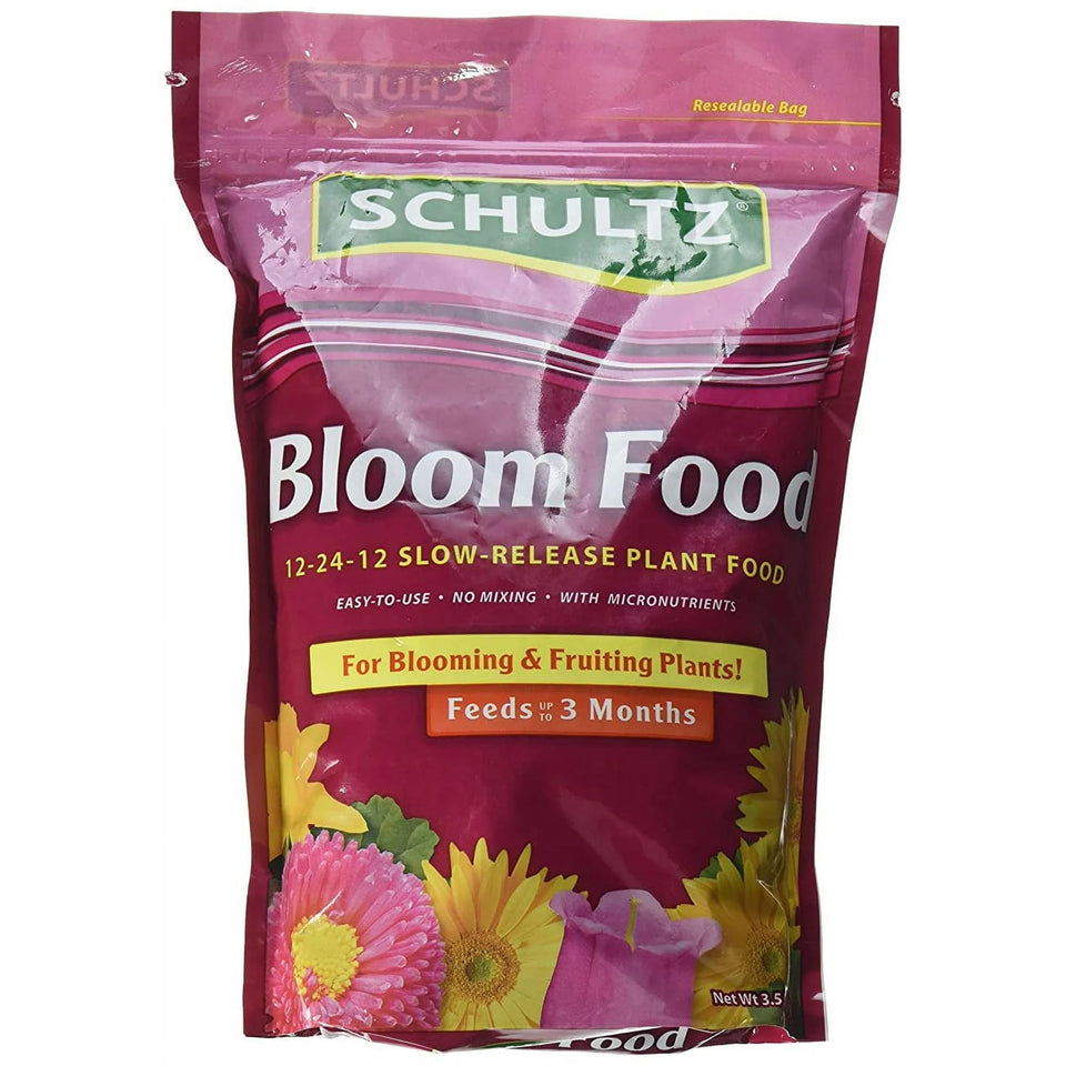 Schultz SPF48270 bloom fertilizer bag front shows slow-release nutrients