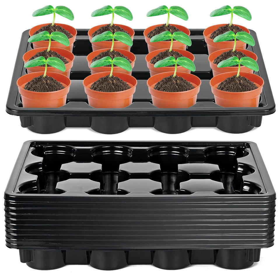 Sckee 12-cell round nursery pot tray front view stabilizing 4-inch pots