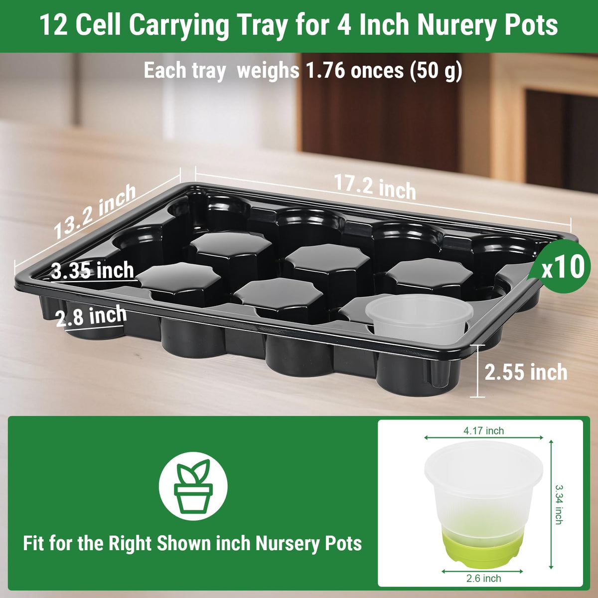 Sckee 12-cell tray side view showing grip for easy carries