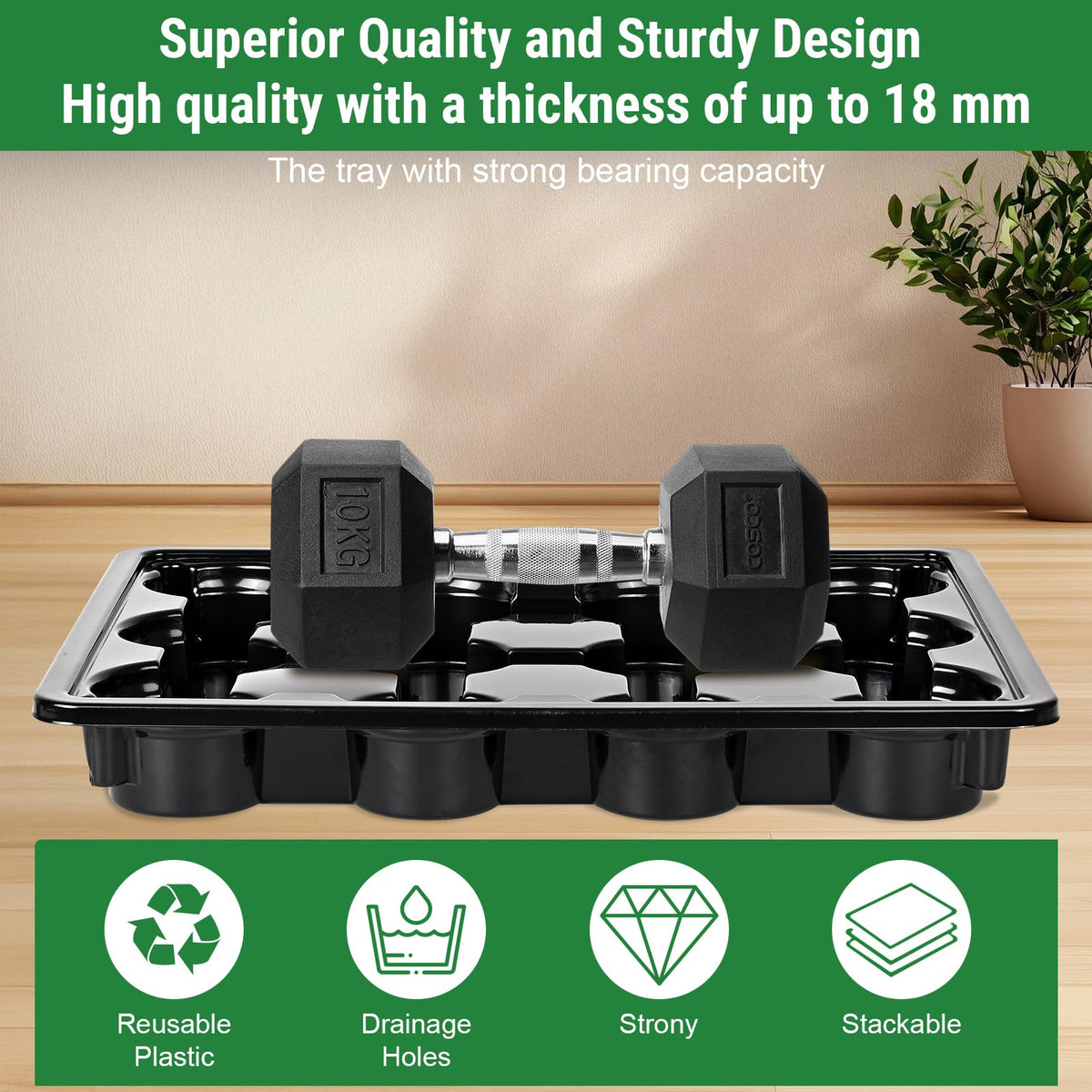 Sckee 12-cell round pots tray in durable plastic for multi-season use