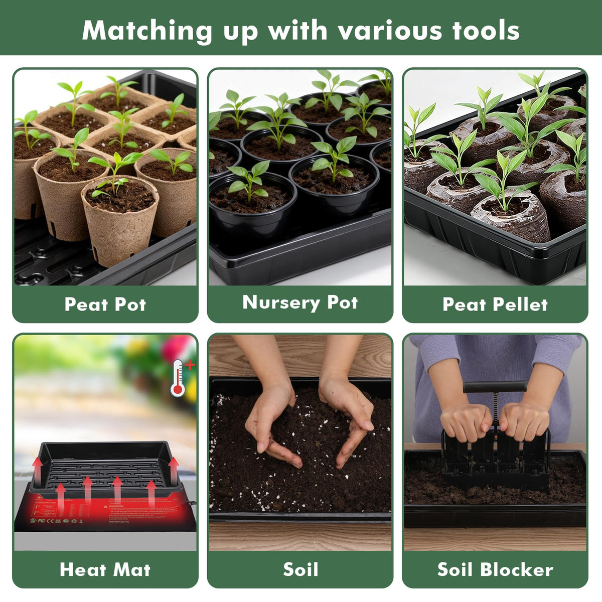 Sckee plastic planting trays suit greenhouse and indoor gardening.