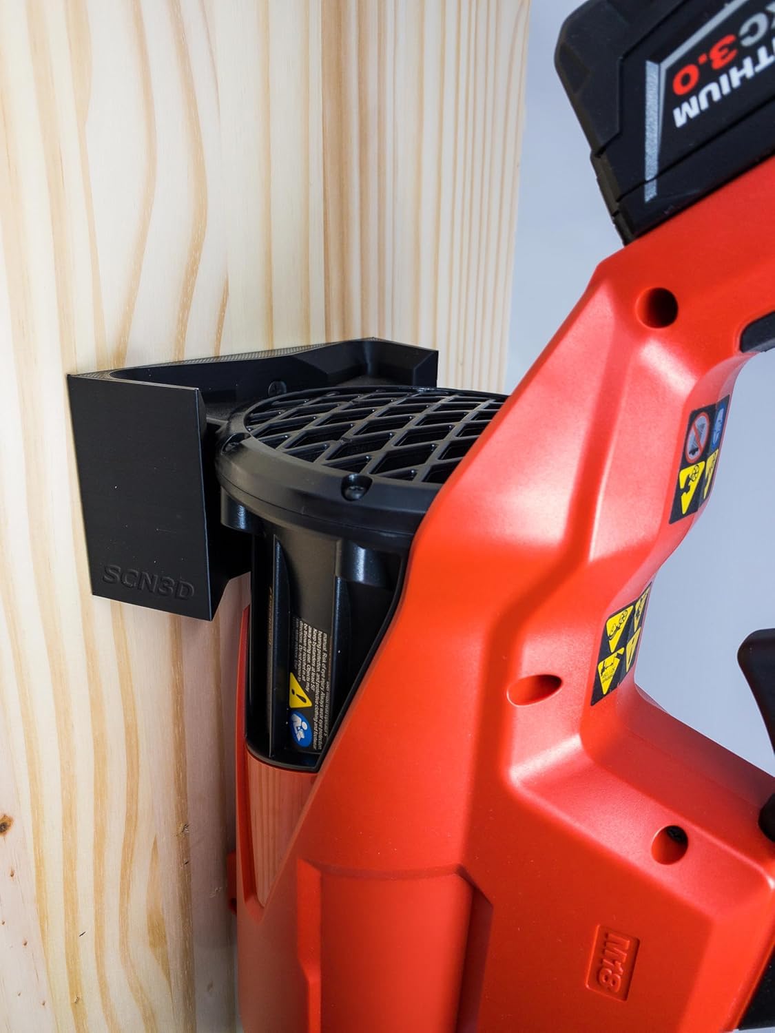 Red finish SCN3D wall mount for Milwaukee M18 Fuel 2724-20/2724-21