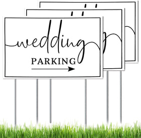 SCNWQ wedding signs 3-pack, parking this way, double-sided for clear directions.