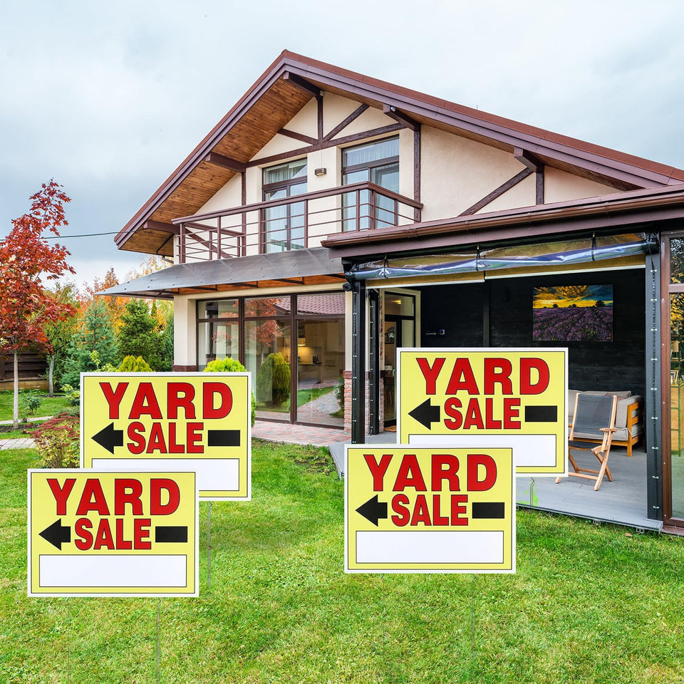 SCNWQ Yard Sale Signs with double-sided 16x12 inches for outdoor advertising