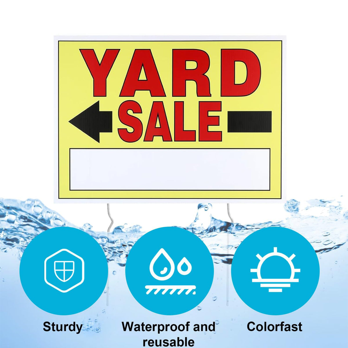 SCNWQ yard sale signs with sturdy metal stakes for stable outdoor display