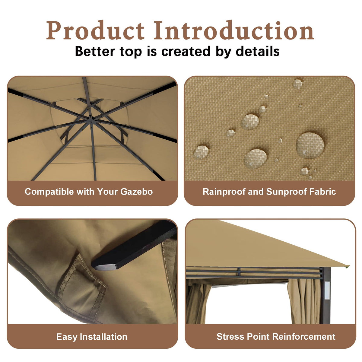 SCOCANOPY beige canopy fabric texture indicates outdoor durability.