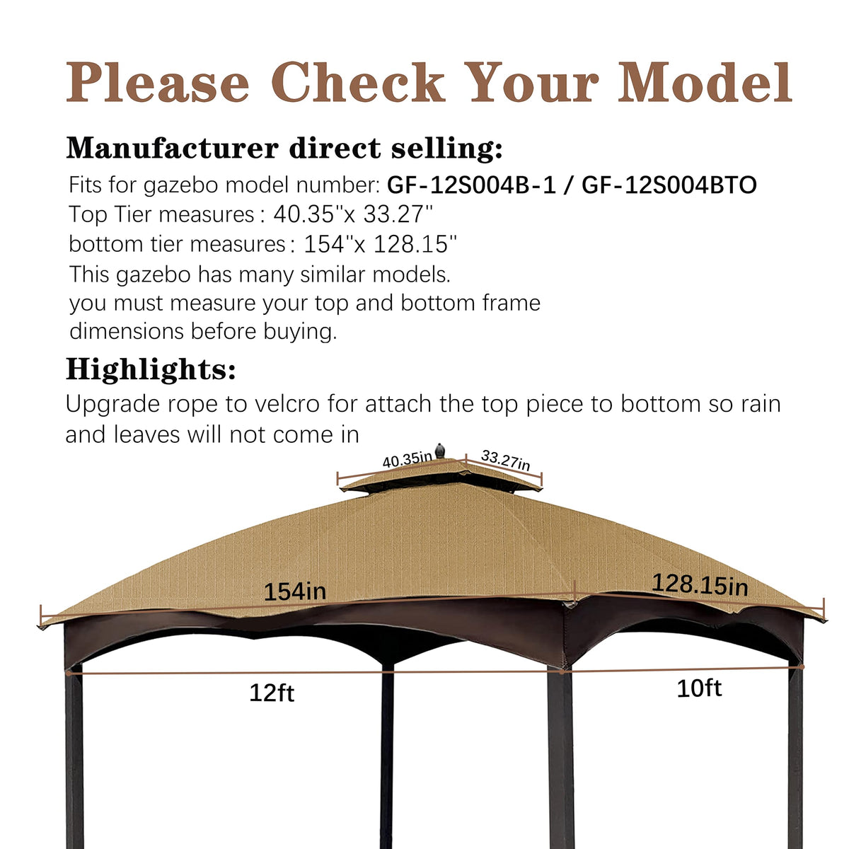 SCOCANOPY beige ripstop top close-up stitching reveals durable construction.