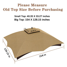 SCOCANOPY beige ripstop top dimensions label helps verify fit.
