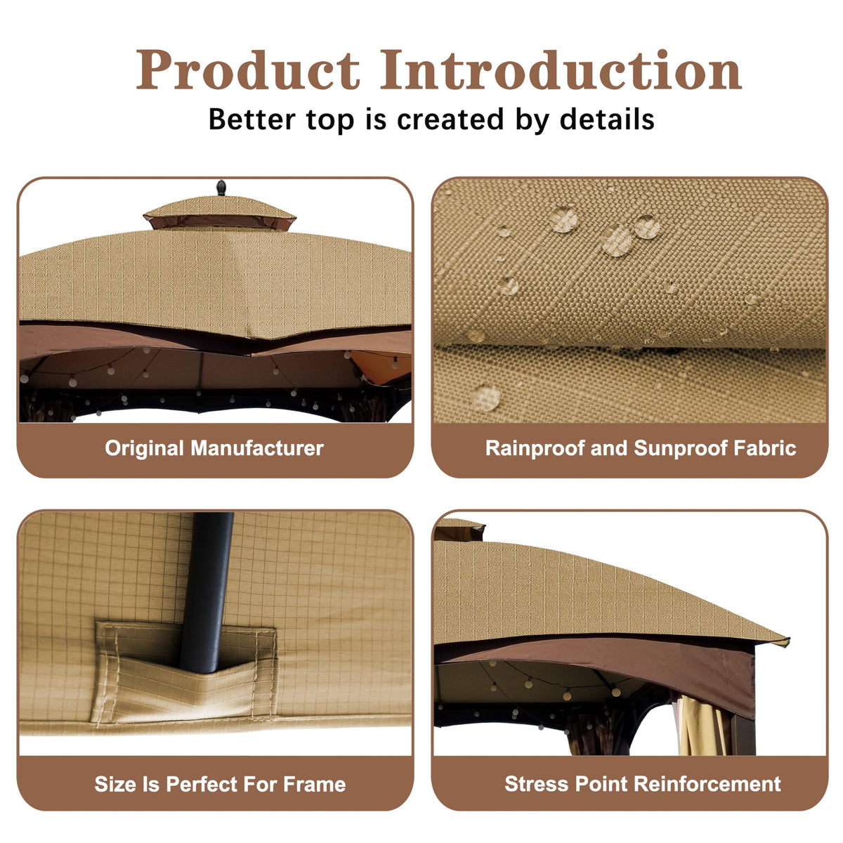 SCOCANOPY beige ripstop top water resistance helps protect shade in rain.
