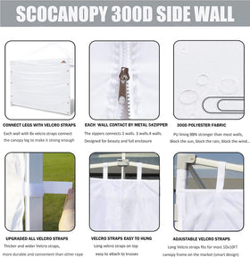 SCOCANOPY door fits 86x120 inch sidewalls for most 10x10 canopies.