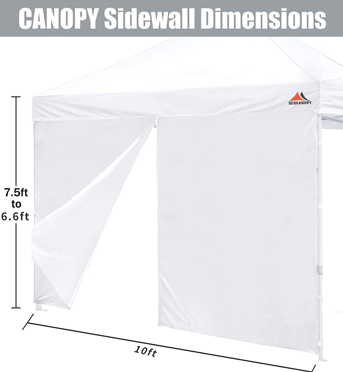 SCOCANOPY door shows durable 300D fabric with PU lining for waterproof protection.