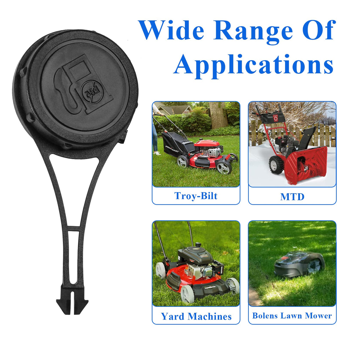 Sconva on-mower usage image with cap installed during mowing.