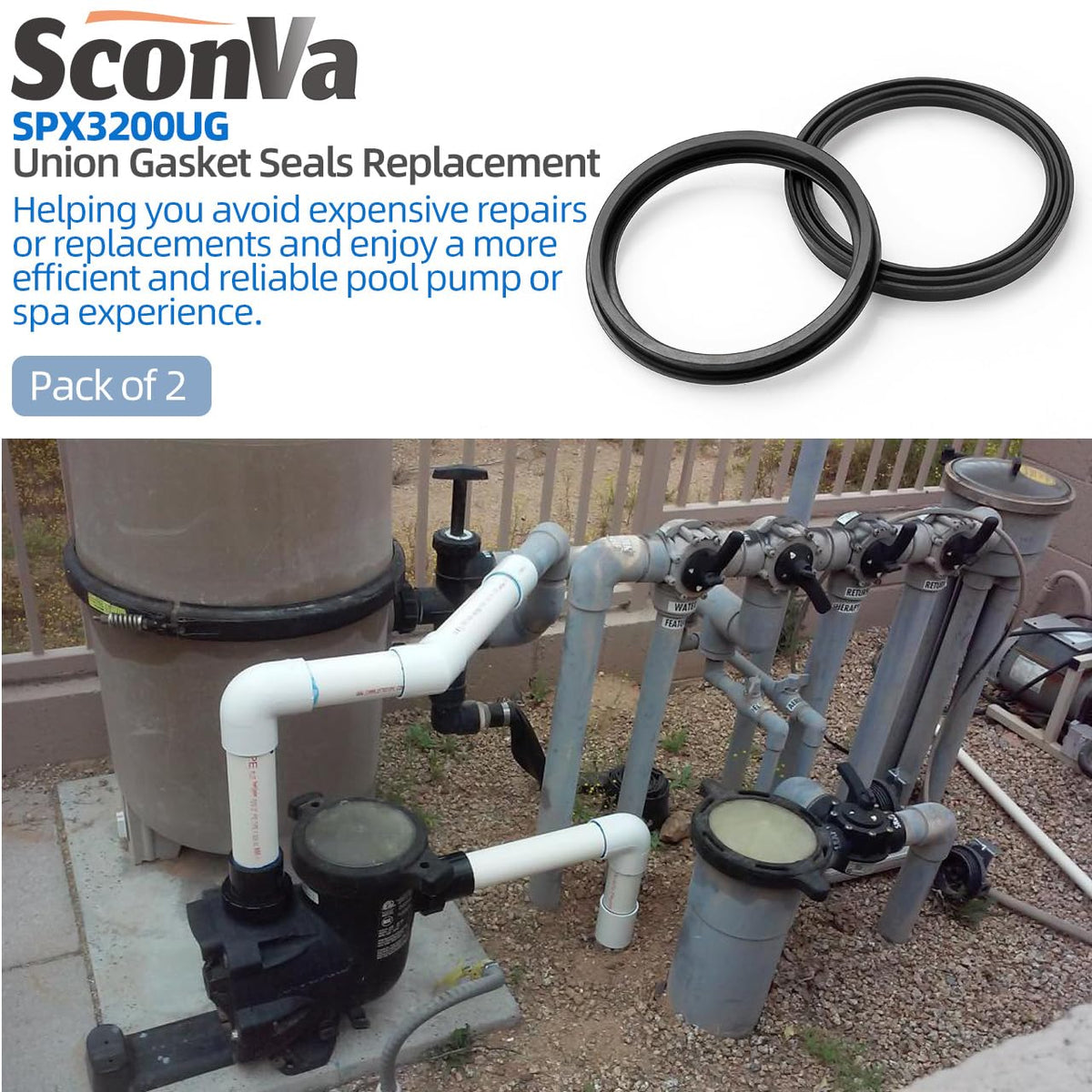 Sconva SPX3200UG gasket on pool equipment reduces leaks