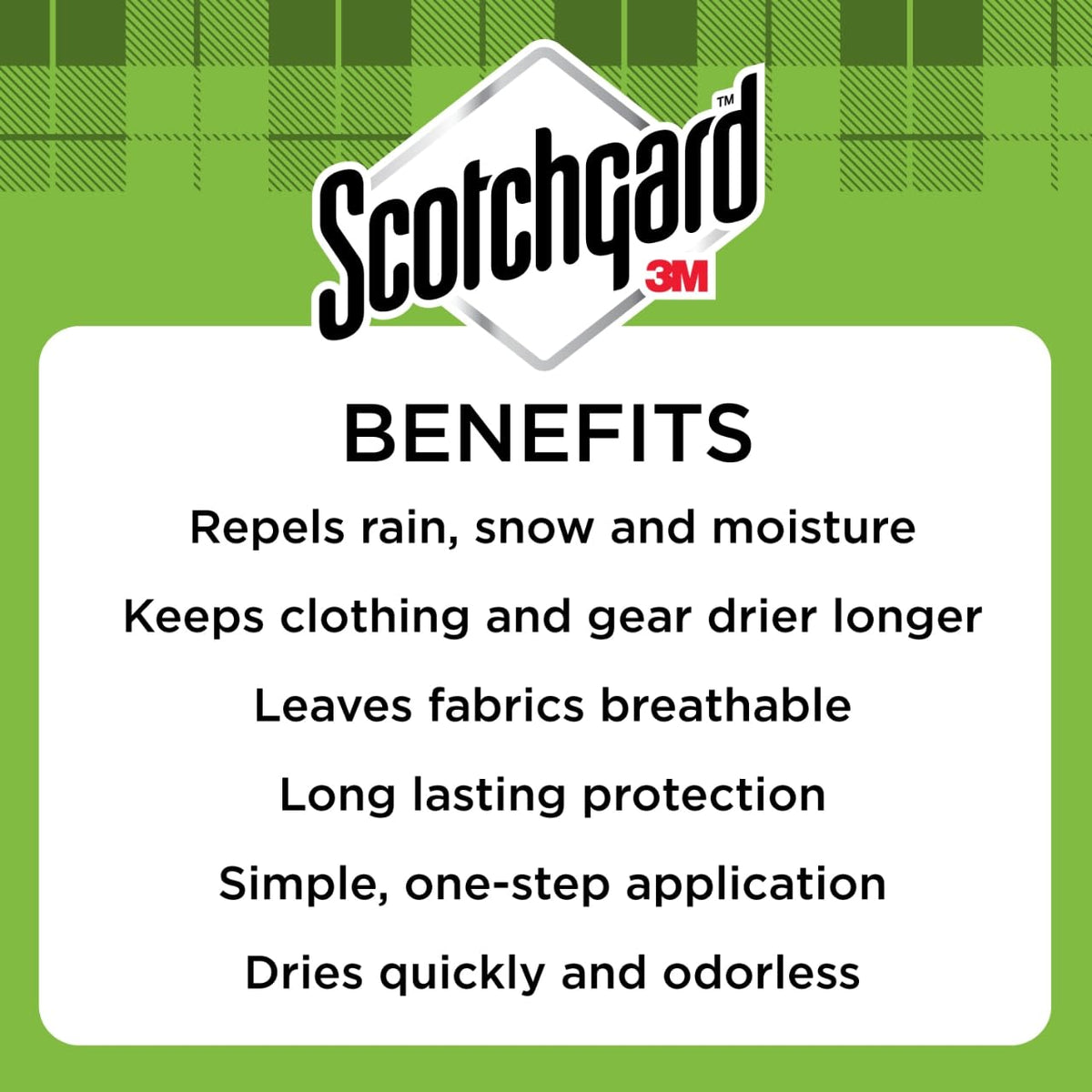 Scotchgard Water Shield used on tents and outerwear for rain defense