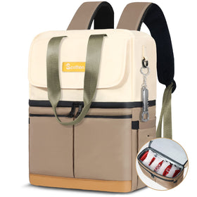 Scothen backpack cooler with double-decker design showing organized cold and warm zones.