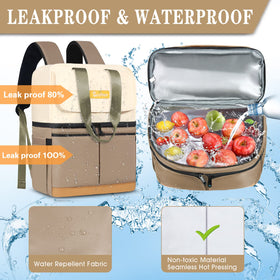 Scothen cooler highlights leakproof zippers and waterproof outer layer.