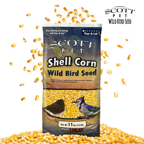 Scott Pet shelled corn can be fed alone or with seeds in yards.