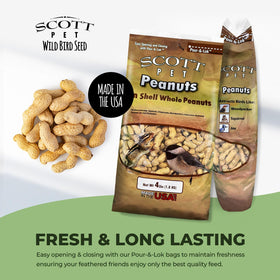 Scott Pet Wild Bird Seed birds feeding on peanuts in shell