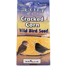 Scott Pet wild bird seed cracked corn 9-lb bag attracting backyard birds