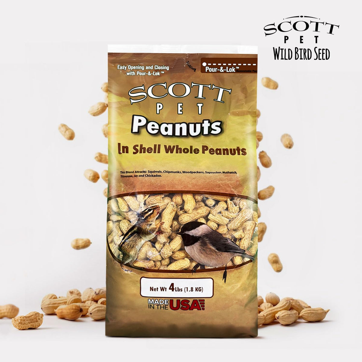Scott Pet Wild Bird Seed made in USA, packaged in Rockville, Indiana