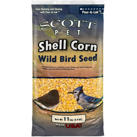 Scott Pet shelled corn for backyard birds, protein-rich and easy to spread.