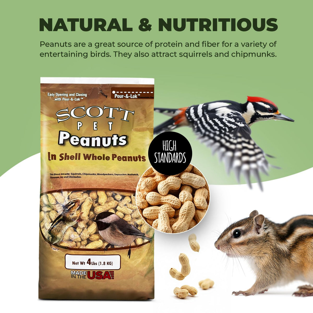 Scott Pet Wild Bird Seed whole in-shell peanuts ready for birds