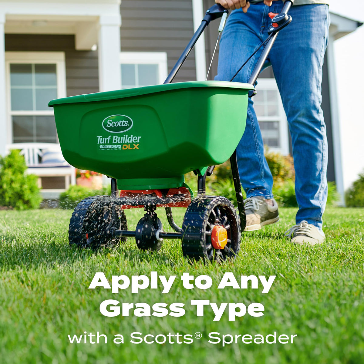 Spreader showing broadcast setting 3 1/4 for even coverage