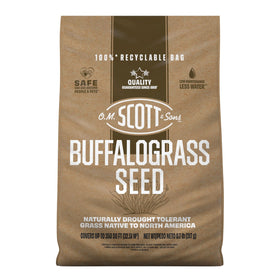 Scotts Buffalograss seed bag ready for drought-tolerant lawn seeding