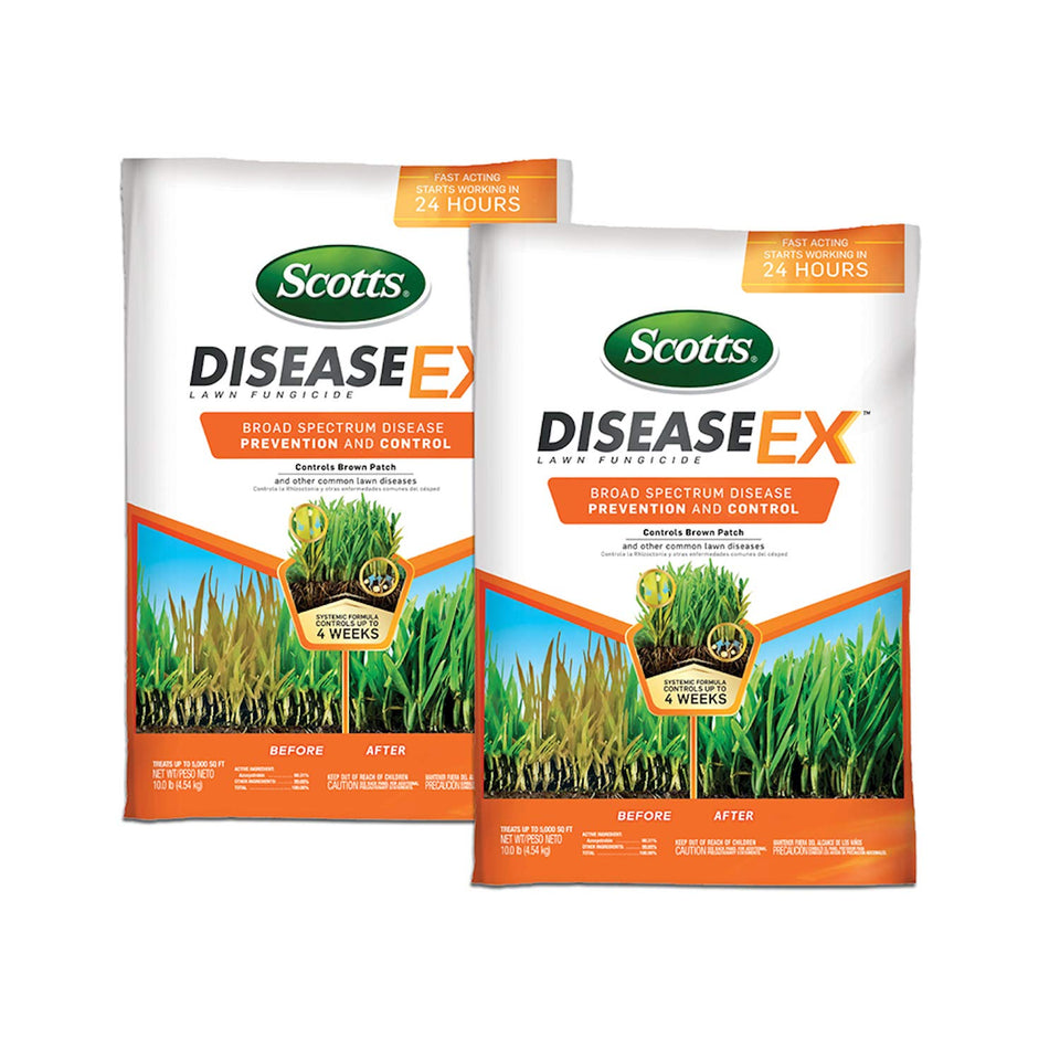 Scotts DiseaseEx front packaging shows trusted lawn protection