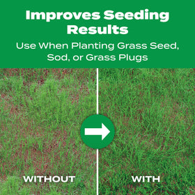 Drop spreader set to 6 for precise application on a new lawn