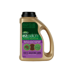 Scotts EZ Patch for St. Augustine repairs a bare spot with mulch and soil-friendly mix.