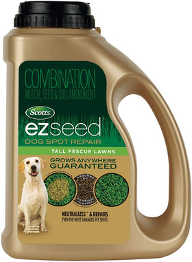 Scotts EZ Seed Dog Spot Repair tall fescue bag patching lawn spots effectively.