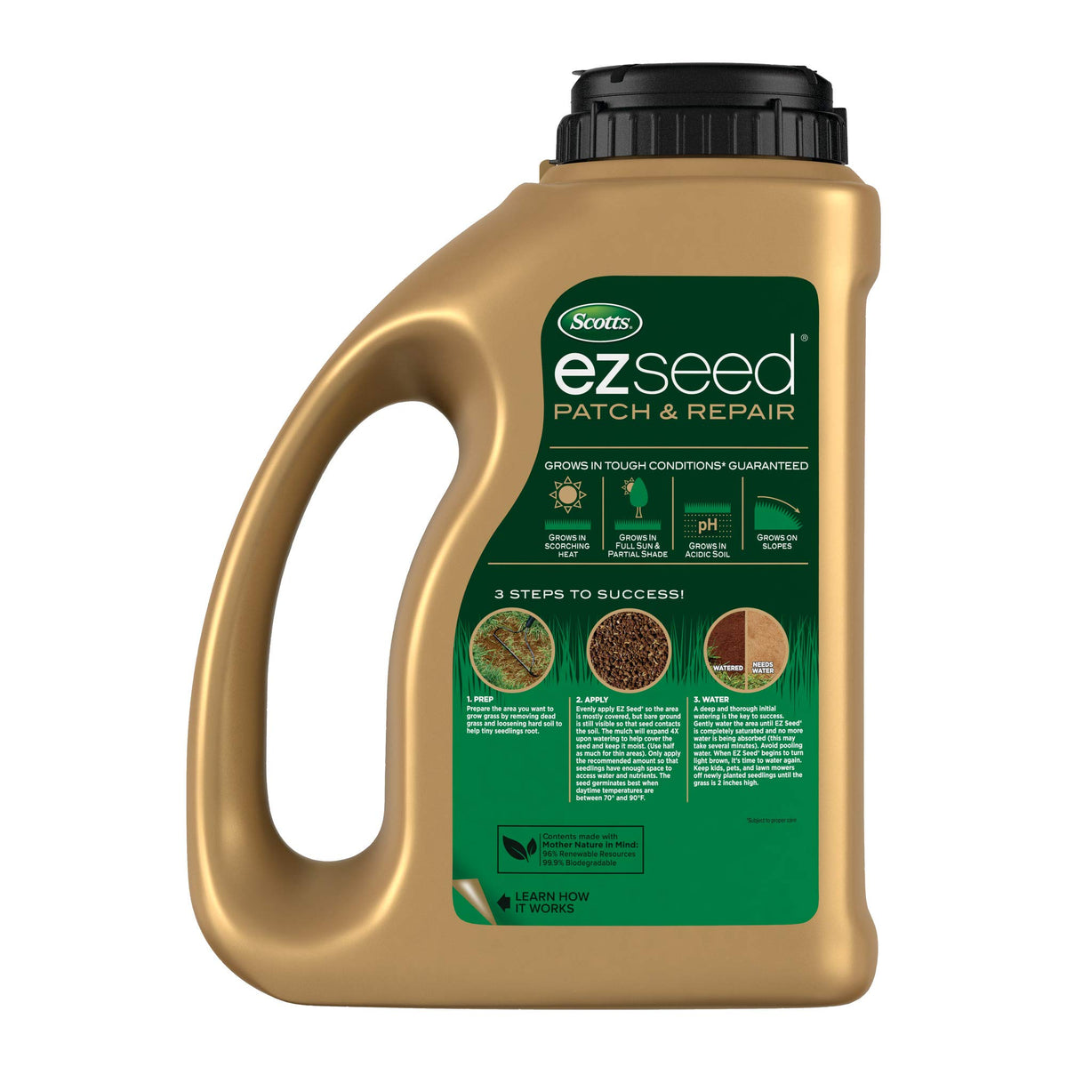 Scotts EZ Seed Patch & Repair seed being evenly distributed for uniform growth.