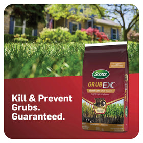 Scotts GrubEx1 granular insecticide ready for spring lawn application.