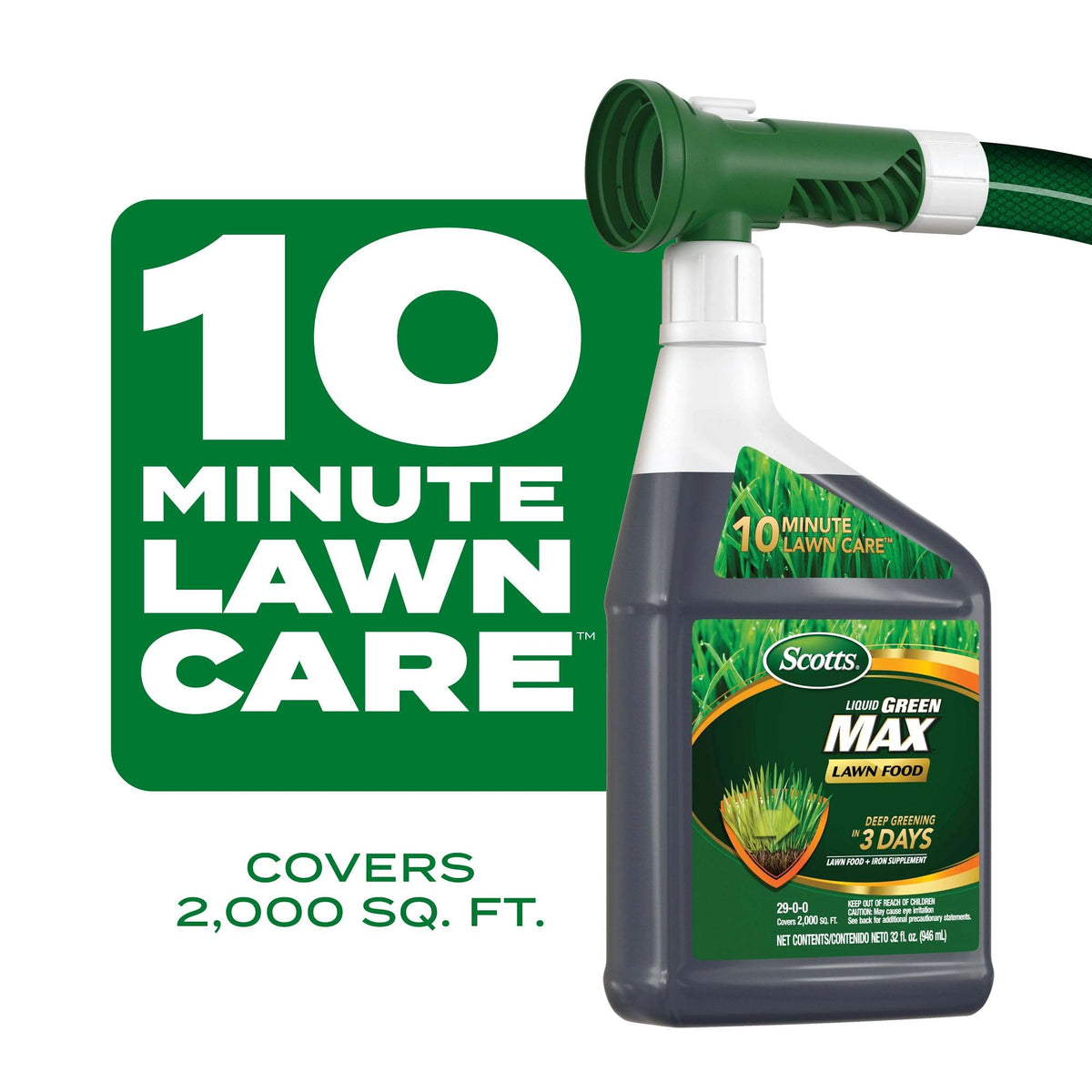 Scotts Liquid Green Max spraying lawn for quick greening.