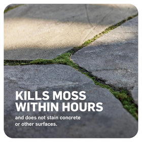 Scotts MossEx 3-in-1 applied to patio surface with non-staining formula