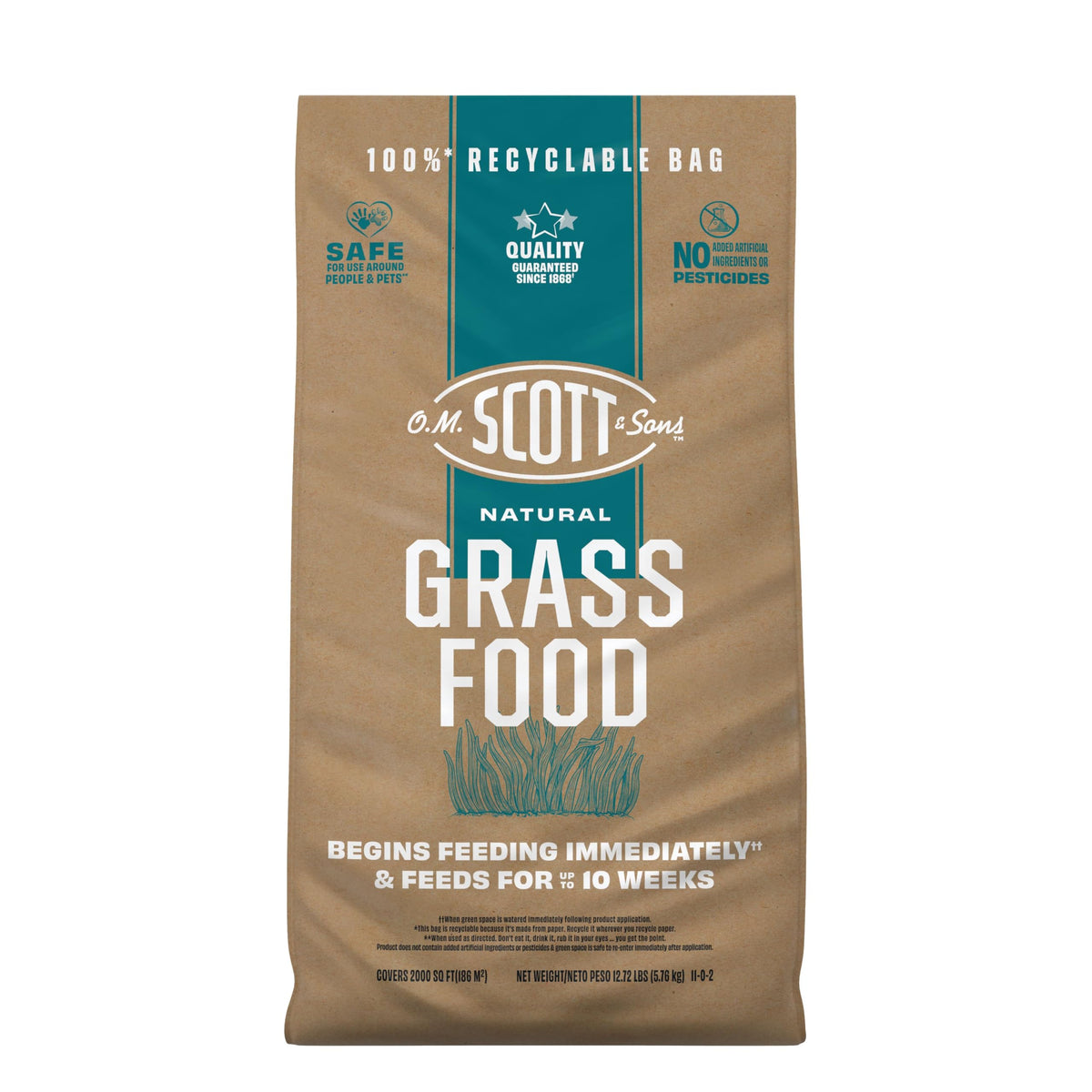 Scotts Natural Grass Food bag ready for safe, eco-friendly lawn care.