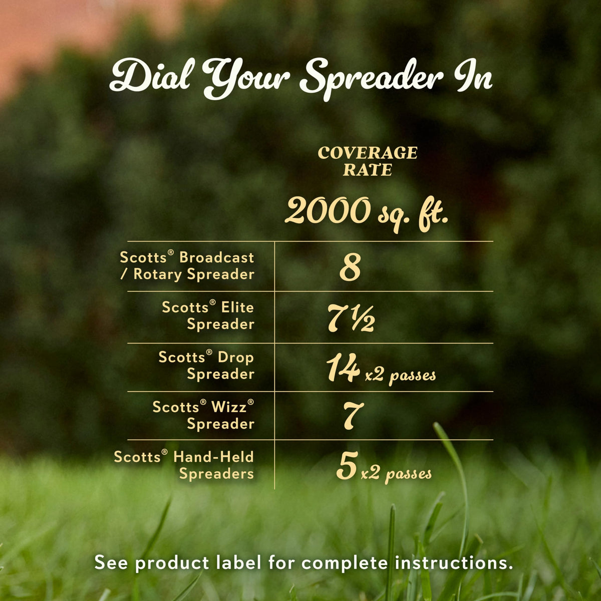 Scotts Natural Grass Food on a lush lawn promoting thicker grass.