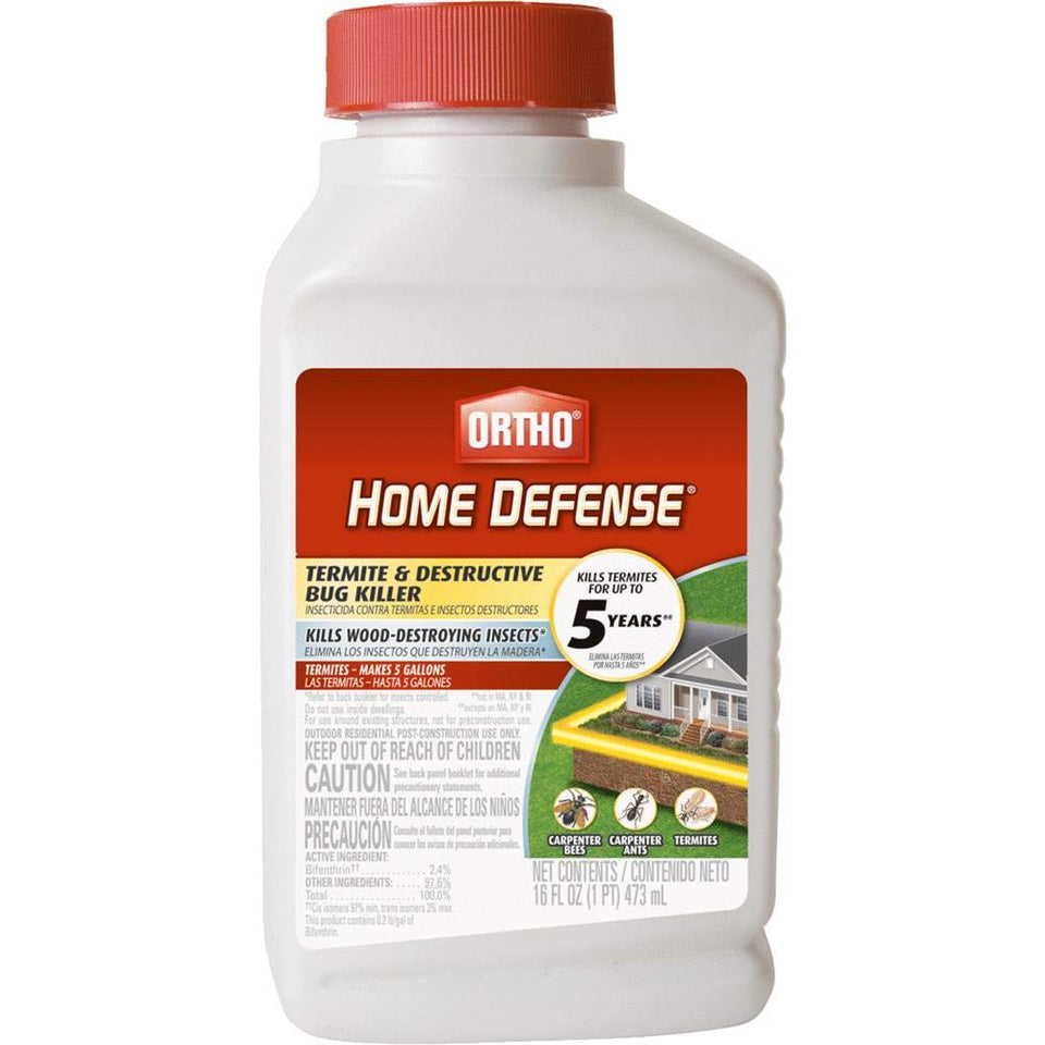 Scotts Ortho Home Defense Termite & Destructive Bug Killer bottle protects wood around homes.