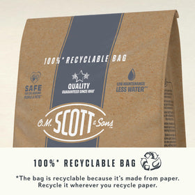 Scotts paper bag ready for curbside recycling after seeding