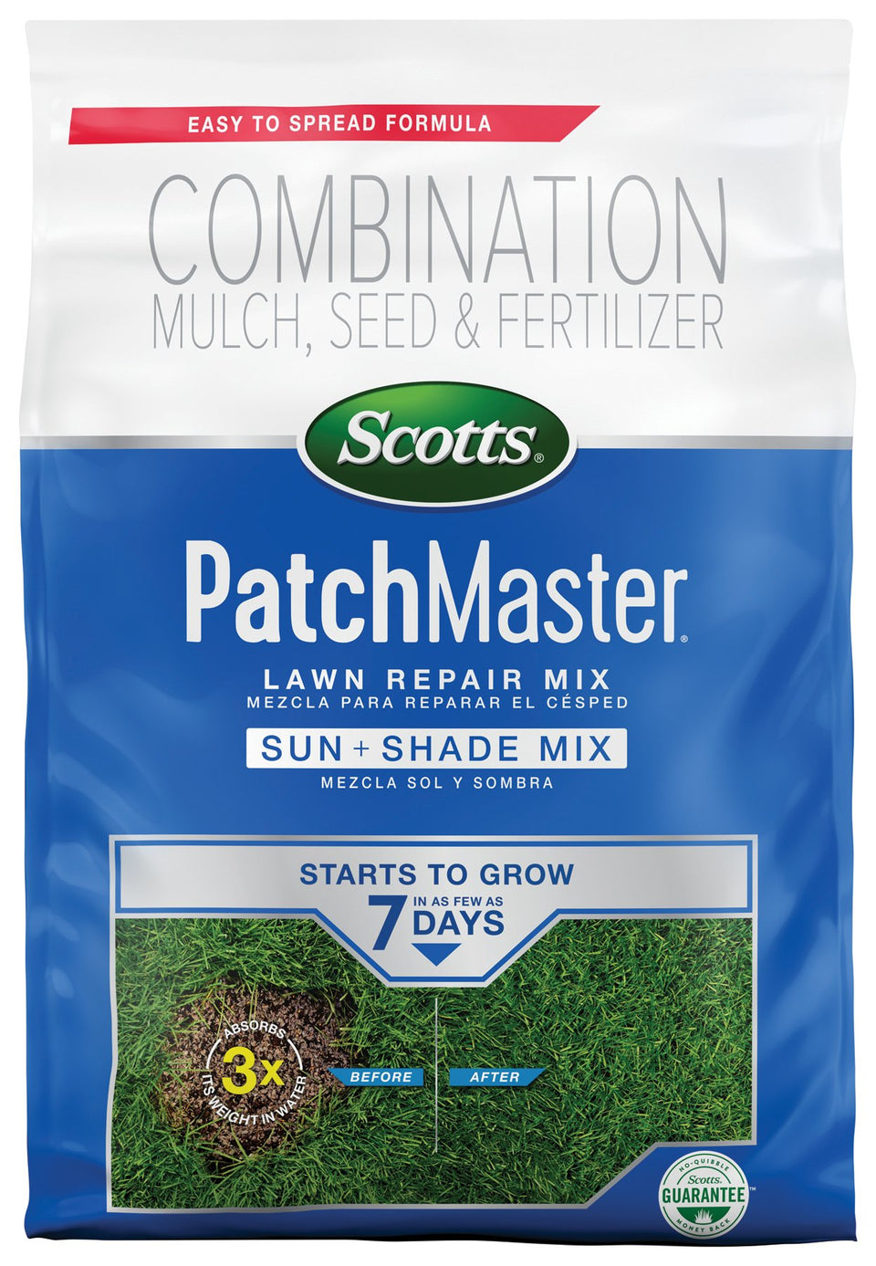 Scotts PatchMaster sun-shade seeds close-up showing fast germination potential