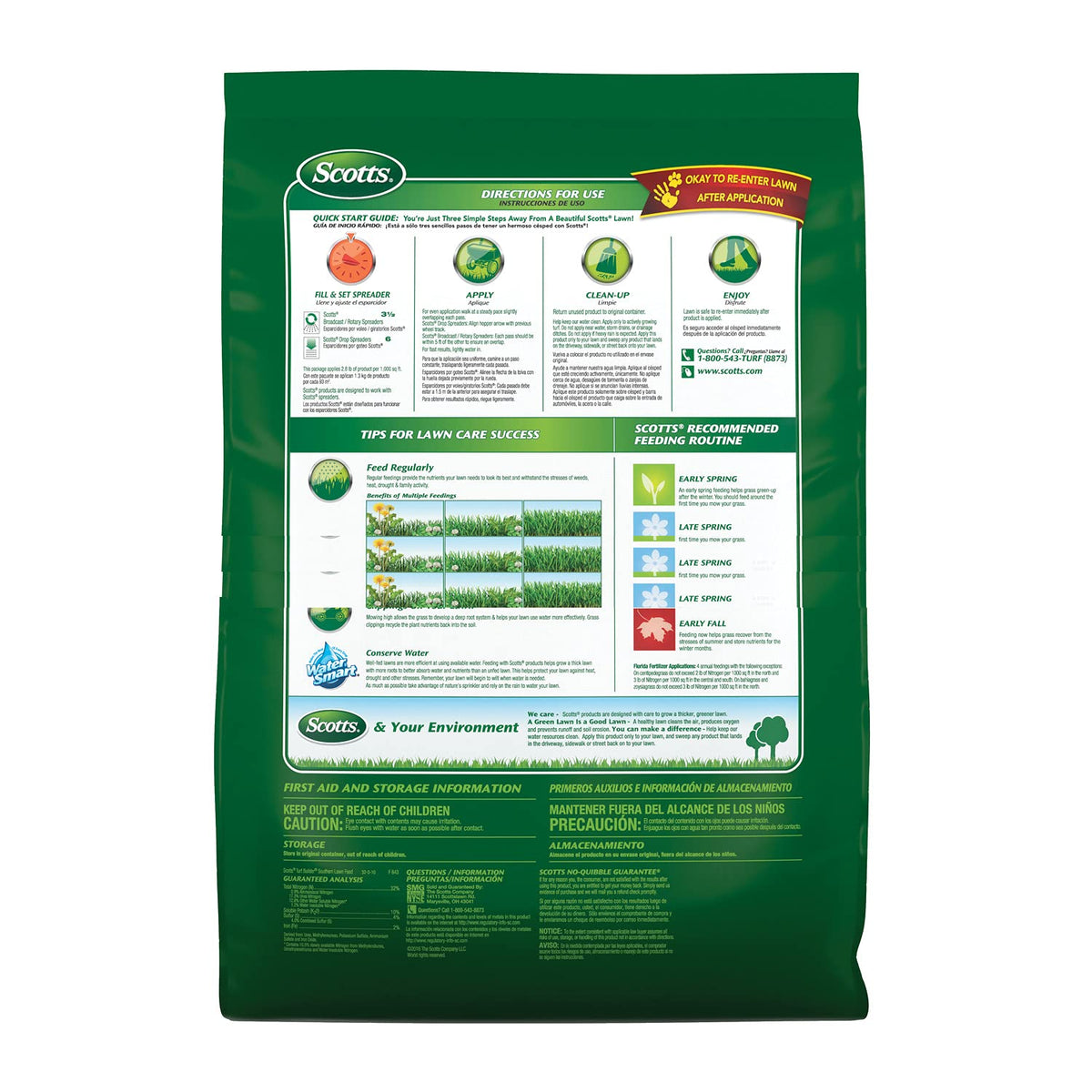 Spreader applying Scotts lawn food ensures even coverage across your yard
