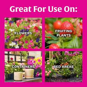 Scotts Super Bloom for flowering plants boosts blooms in outdoor gardens.