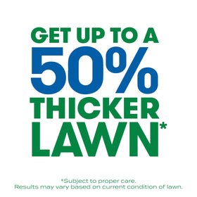 Scotts Thick'R Lawn green-turf closeup highlights lush seed germination for a stronger start.