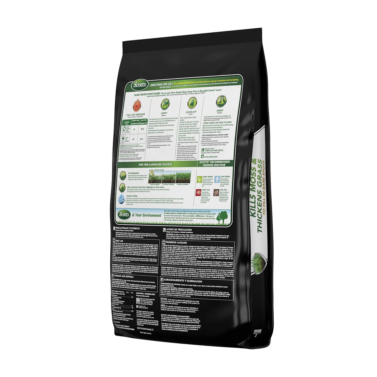 Scotts Turf Builder 25-lb bag ready for seasonal moss control uso.