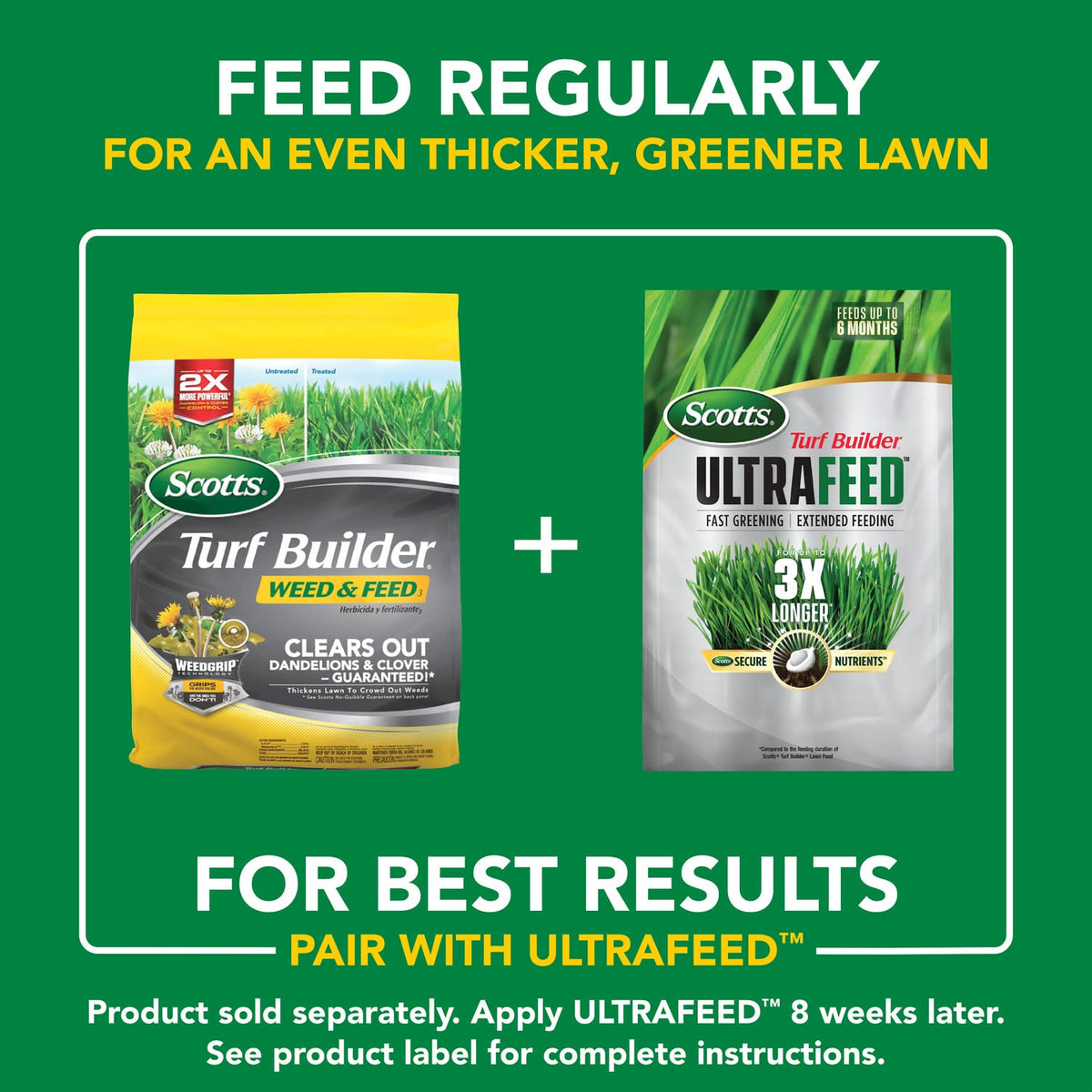 Visible lawn improvement after Scotts Weed & Feed3 treatment