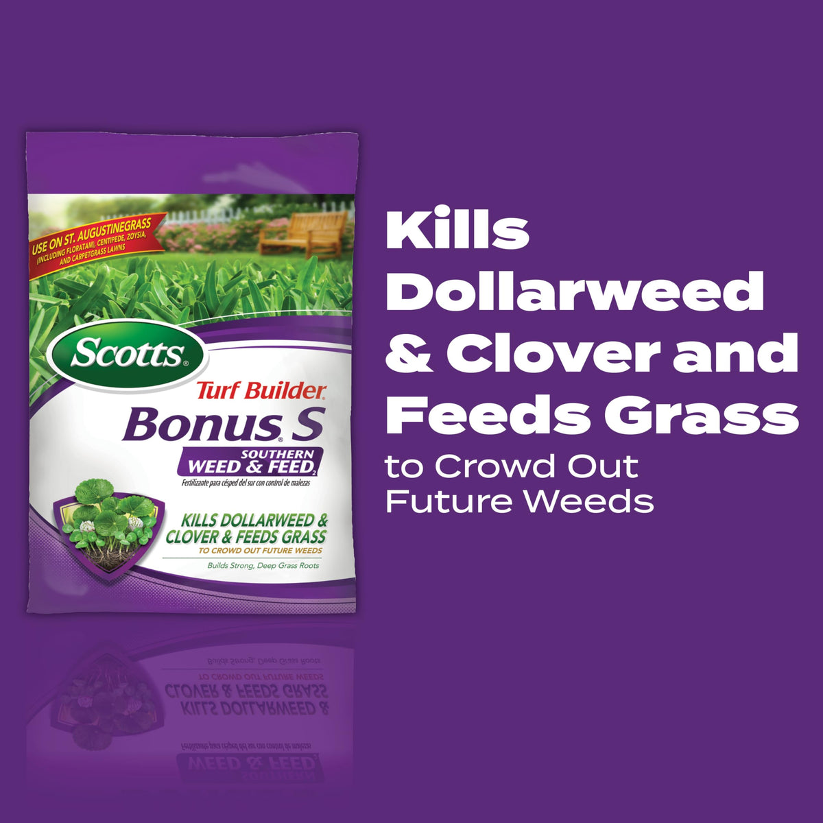 Scotts Turf Builder Bonus S Southern Weed & Feed2 bag designed for 5,000 sq ft coverage.