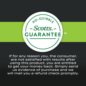 Scotts Turf Builder Triple Action covers up to 8,000 sq ft on packaging
