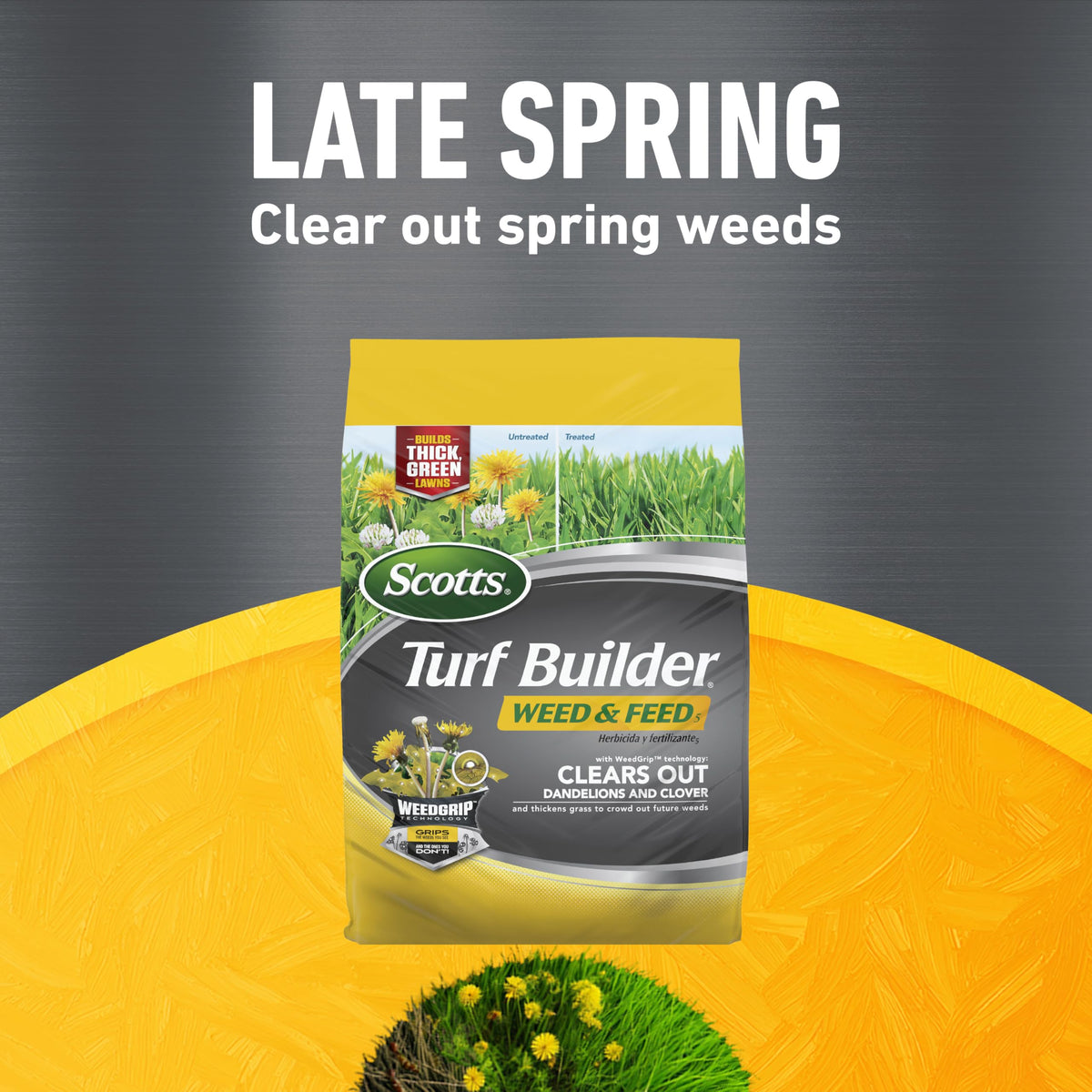 Early-spring application scene with Halts Crabgrass Preventer